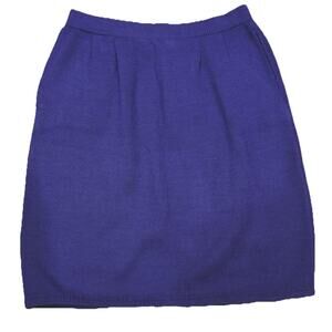 Vintage St. John Santana Knit Skirt | Purple | 80s Script Label w/ Pockets Sz 6